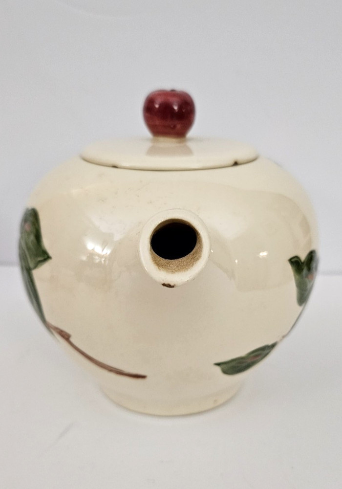 1940s Hand Decorated Franciscan Ceramics "Apple" Pattern Teapot with Lid