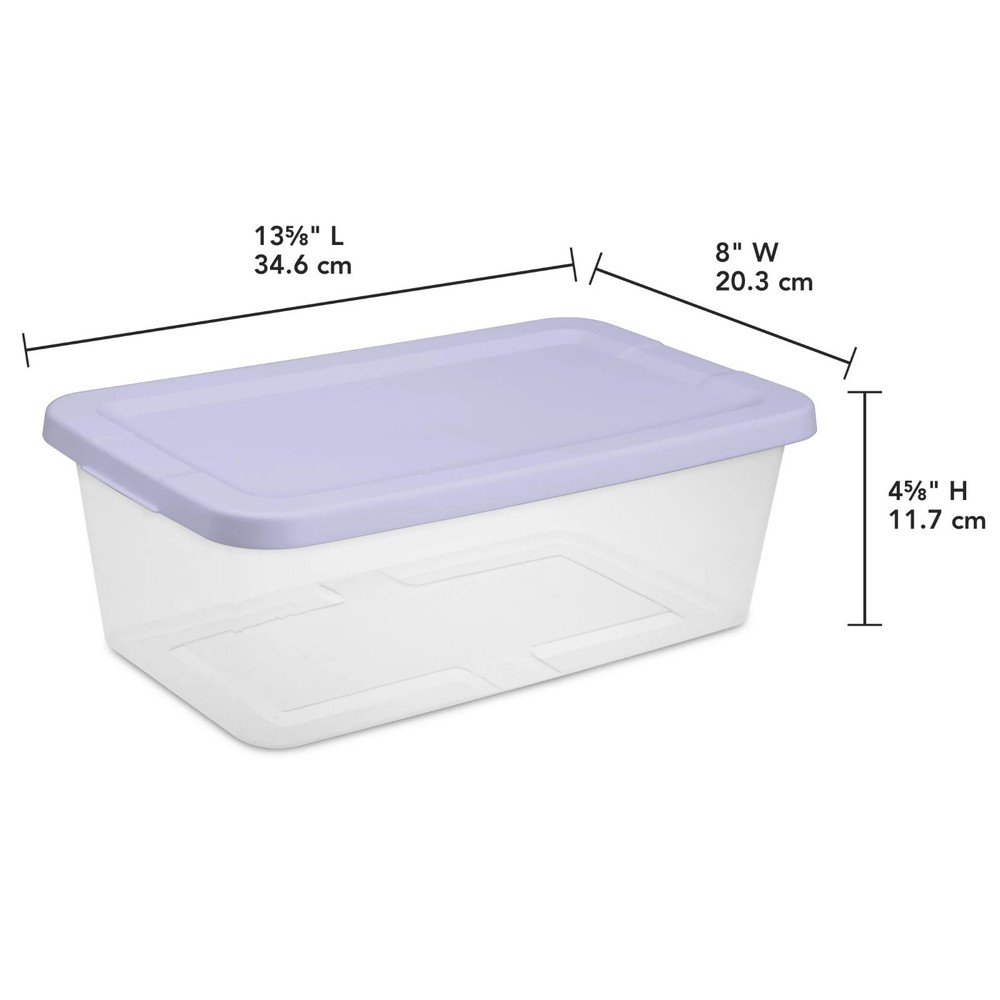Sterilite 6 Qt Clear Storage Bin, Snap-on White Lid, 10-Pack, Stackable Plastic