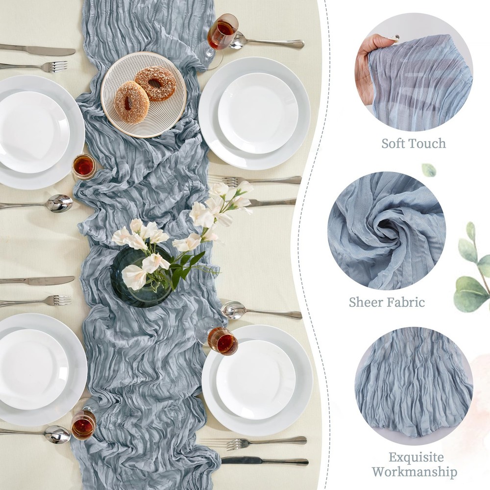 12 Pack Dusty Blue Cheesecloth Table Runner 10FT Long Boho Gauze Table Runner...