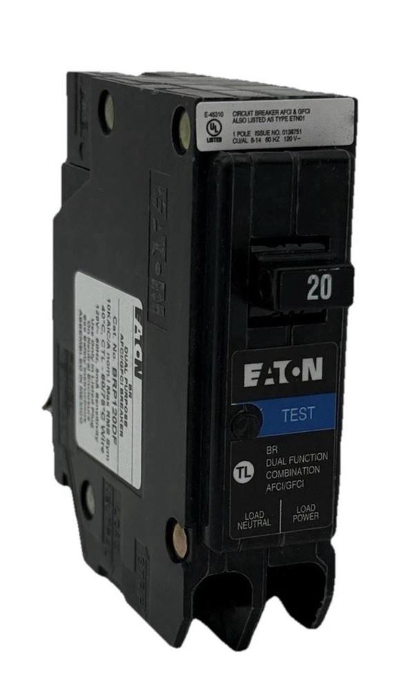 (3) Eaton BRP120DF AFCI/GFCI Dual Function 20AMP 1-Pole Circuit Breakers