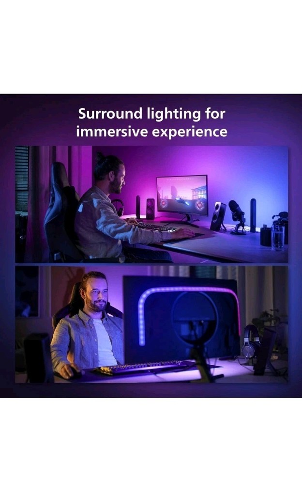 Philips - Hue Play Gradient Lightstrip for 24" to 27" PC - White