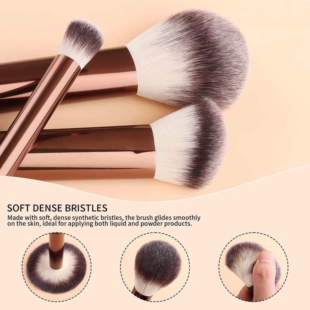 Makeup Brush Set, 13 Pcs Professional Brushes & Blender 13PCS, Coffee