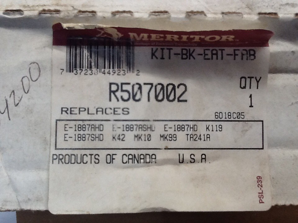 4Meritor R507002 Brake Hardware Kit NOS