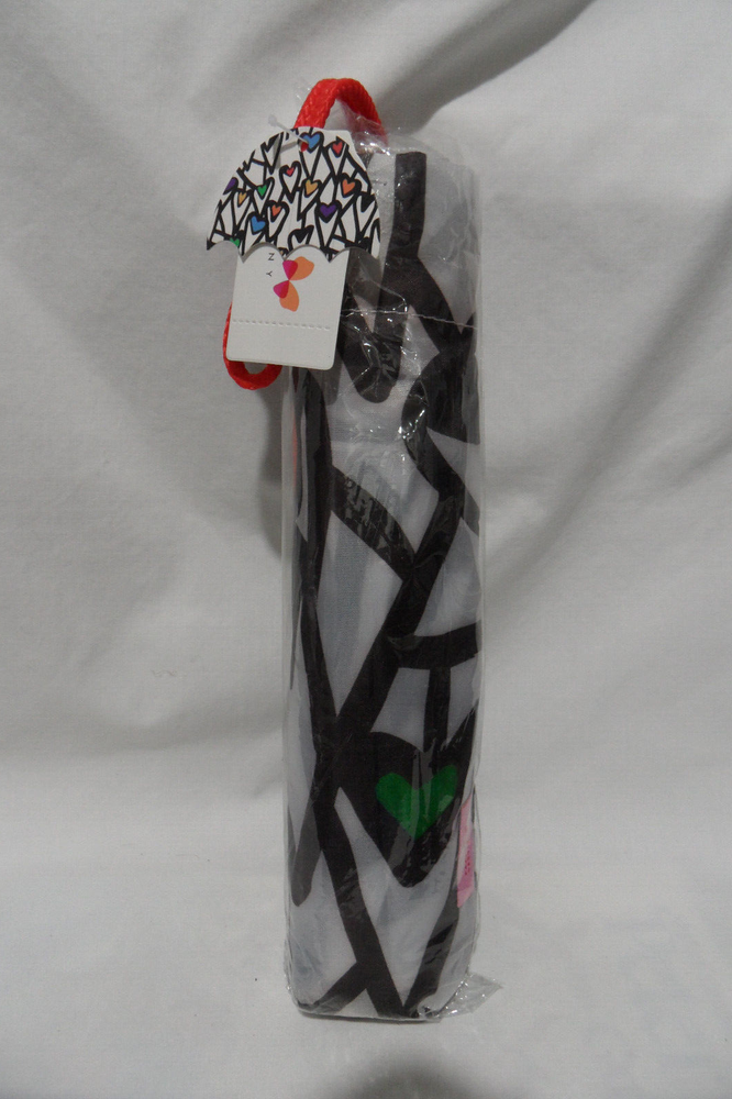 PAPER DESTINY rainbow hearts umbrella NWT