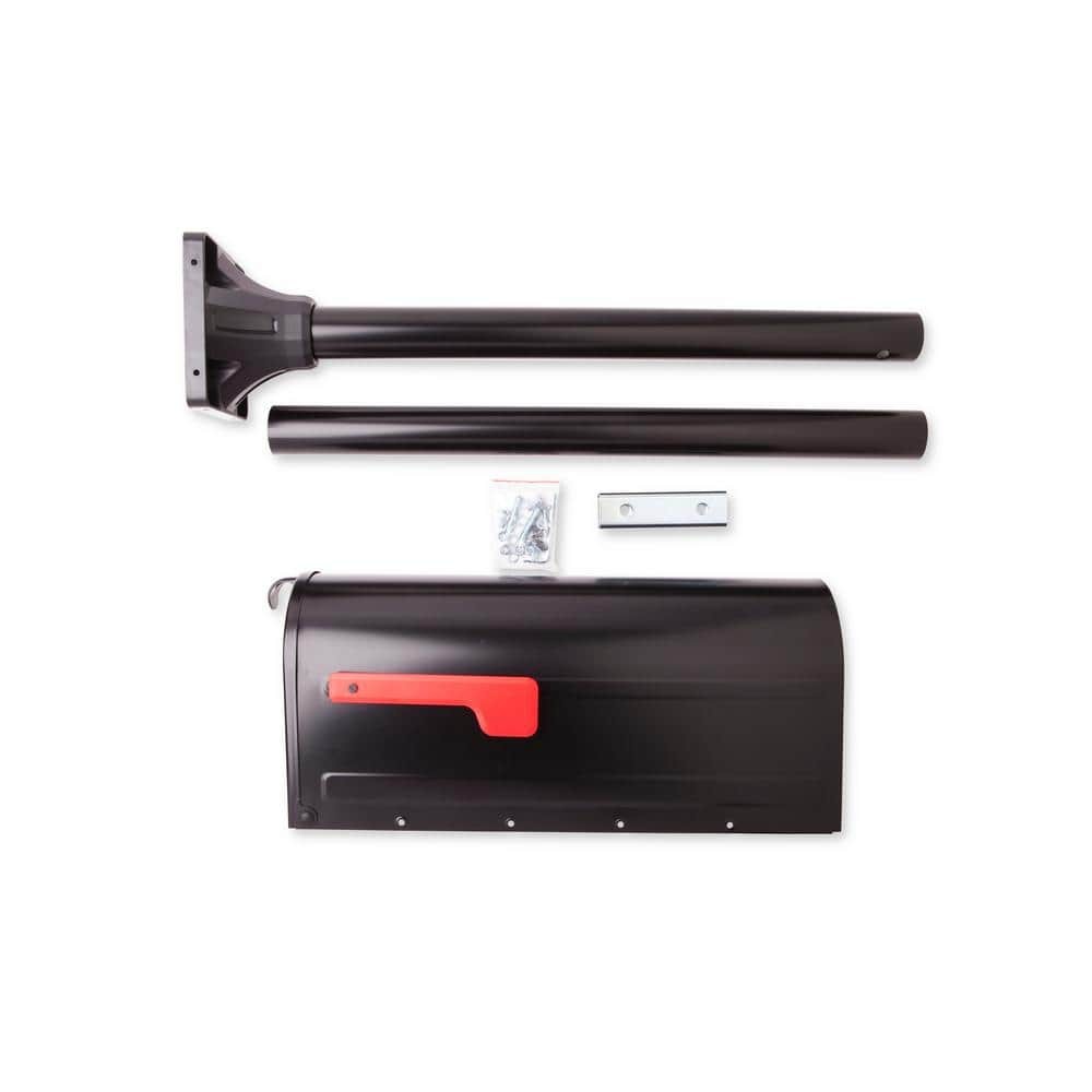 Architectural Mailboxes MB1 Black Medium Steel Post Mount Mailbox w/ Post Kit