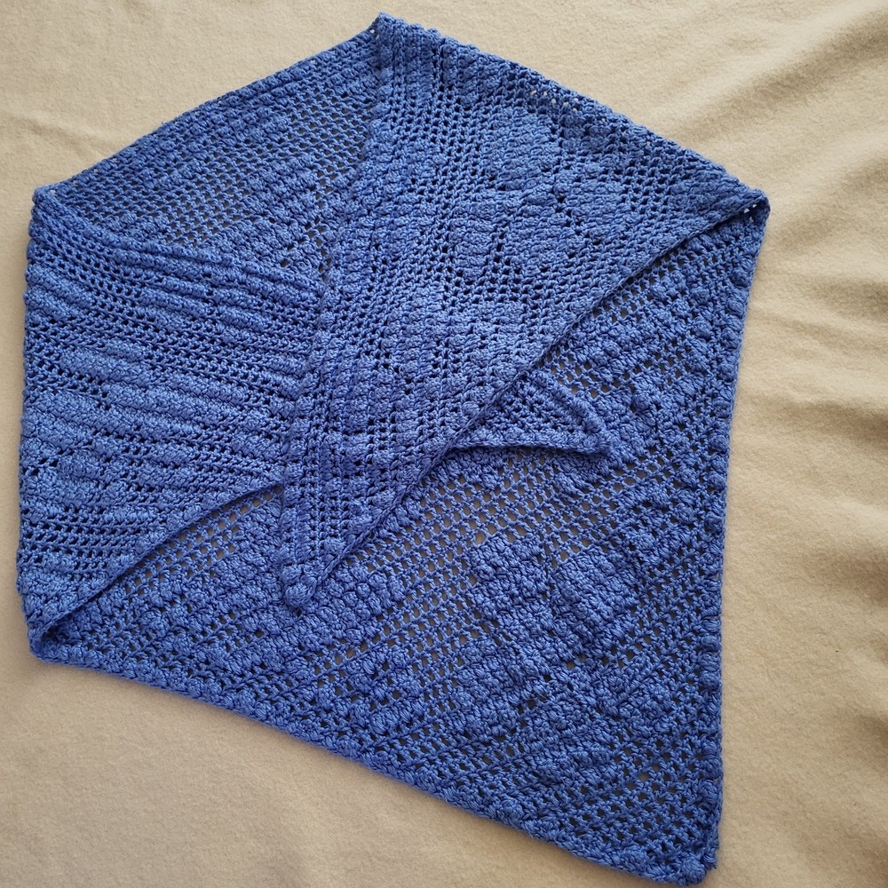 Handmade Hand Knit Periwinkle Blue Triangle Shall