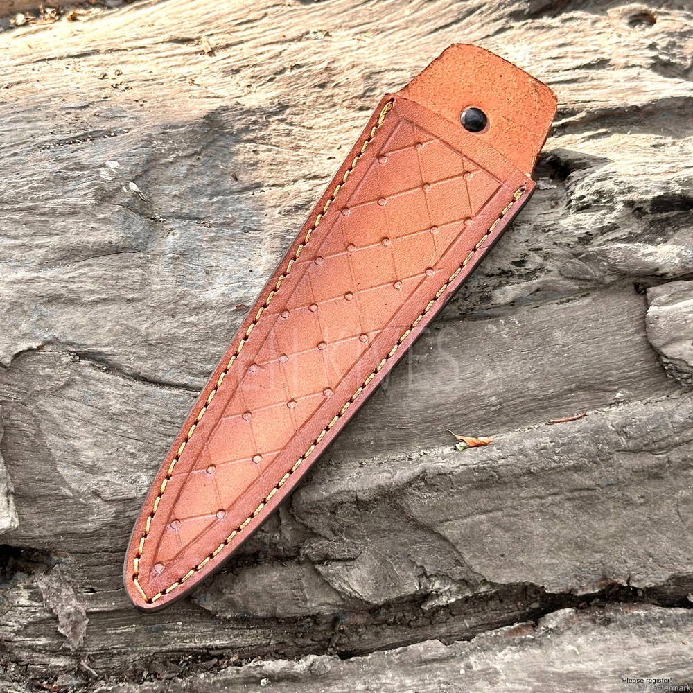 Universal 10' Fixed Blade Knife Sheath - Pure Cow Leather - Custom Engraved