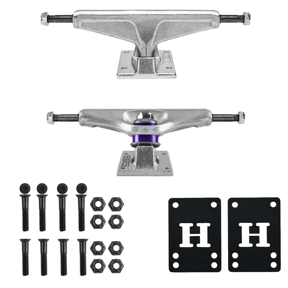 Venture Skateboard Trucks Std Polished + Risers & Hardware Kit - Choose Size