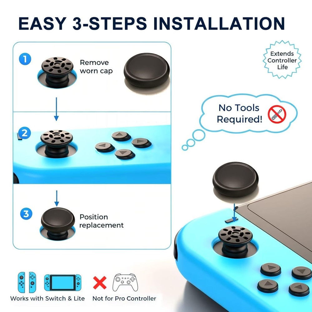 Ferkurn NS Joystick Switch Joy-con / Lite / OLED, Black