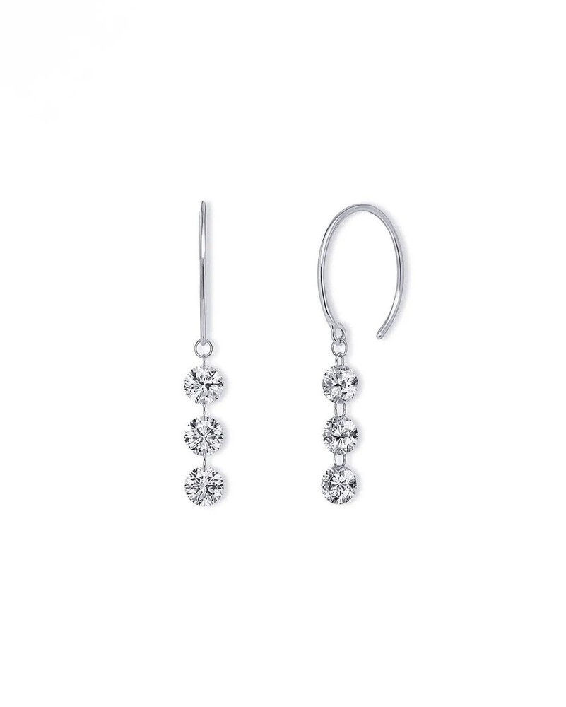 Three Drilled Lab Grown Diamonds,14K Solid Gold Dangle Earrings, Minimalist Gift