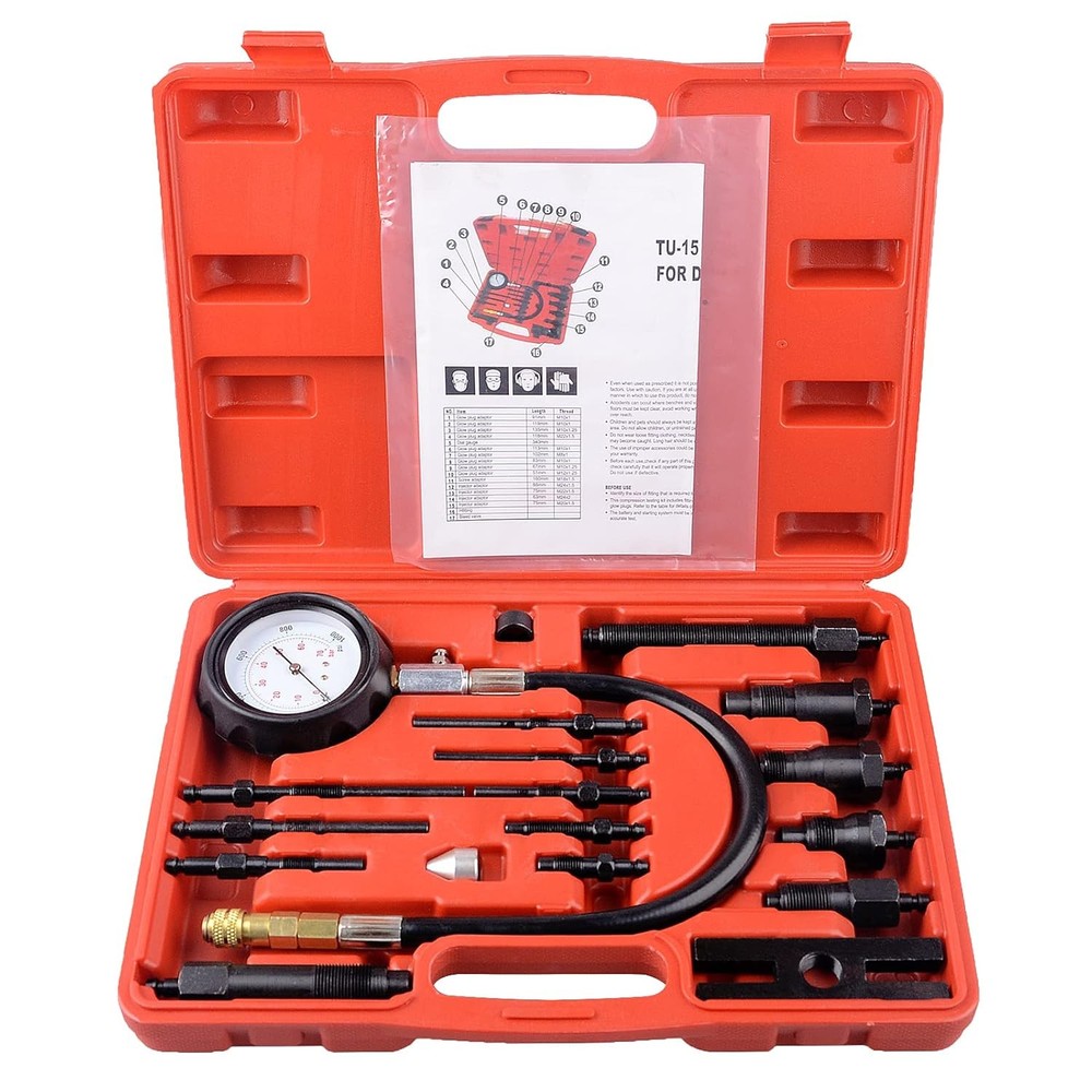 17-Piece Diesel Engine Compression Tester Kit for Auto Diagnostics