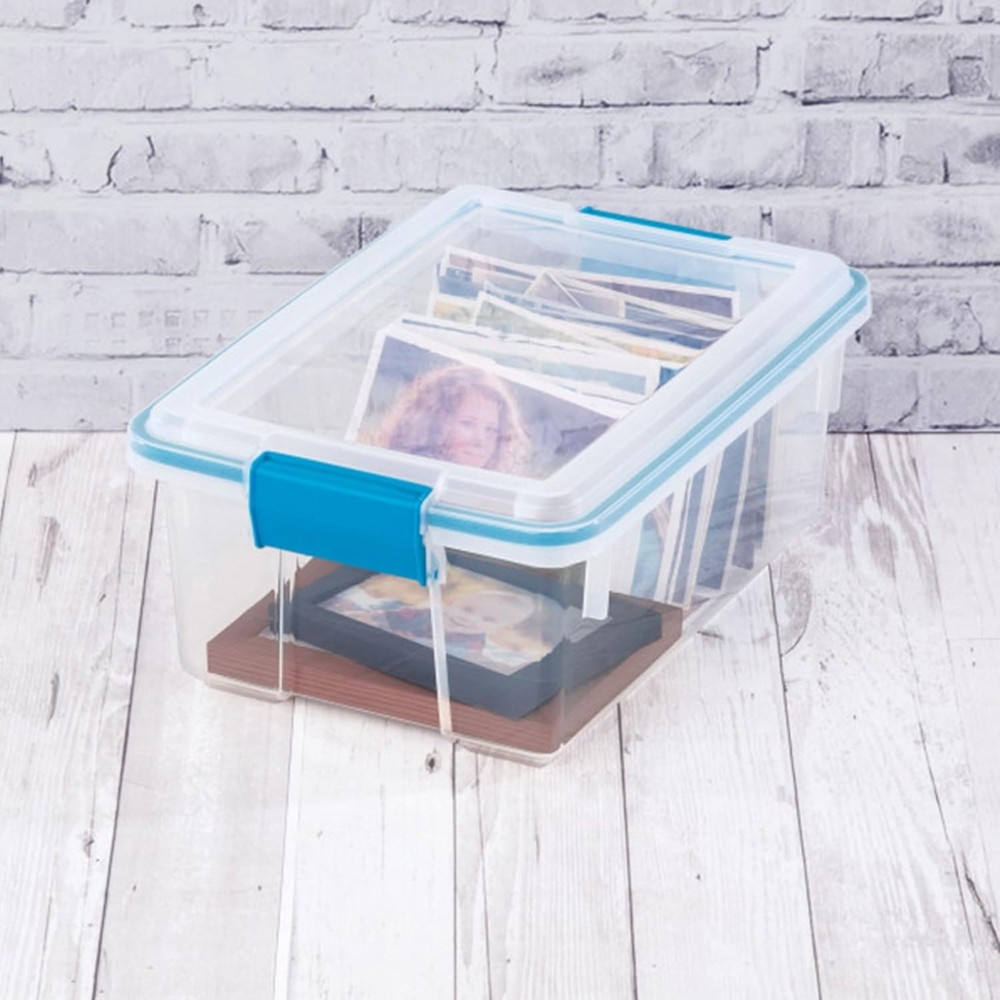 12 Qt Gasket Box, Stackable Storage Bin with Latching Lid and Tight Seal, 6-Pack
