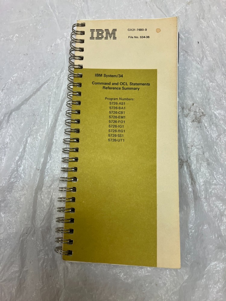 IBM System/34 Command and OCL Statements Reference Summary  1985