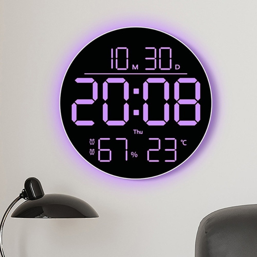 RGB Wall Clock with Remote Control Date Temp Humidity and Timer Function