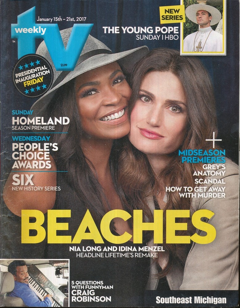 TV WEEKLY 2017 JAN 15-21 BEACHES (FAIR/GOOD COND)