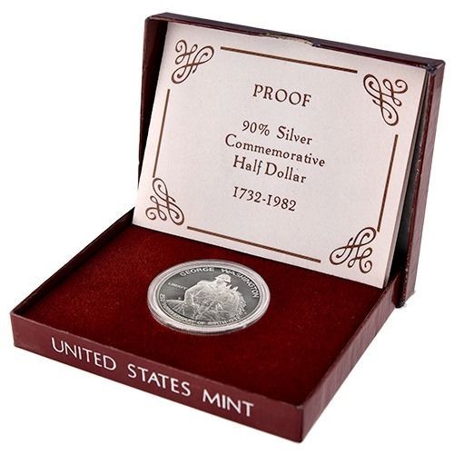 1982-S Washington 50C Proof Commemorative Silver Half Dollar w/ Box