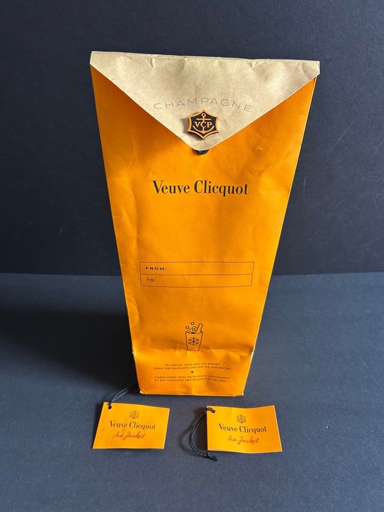 VEUVE CLICQUOT BRUT - Ice Bucket Envelope -EMPTY - 2 'Ice Jacket' Tags