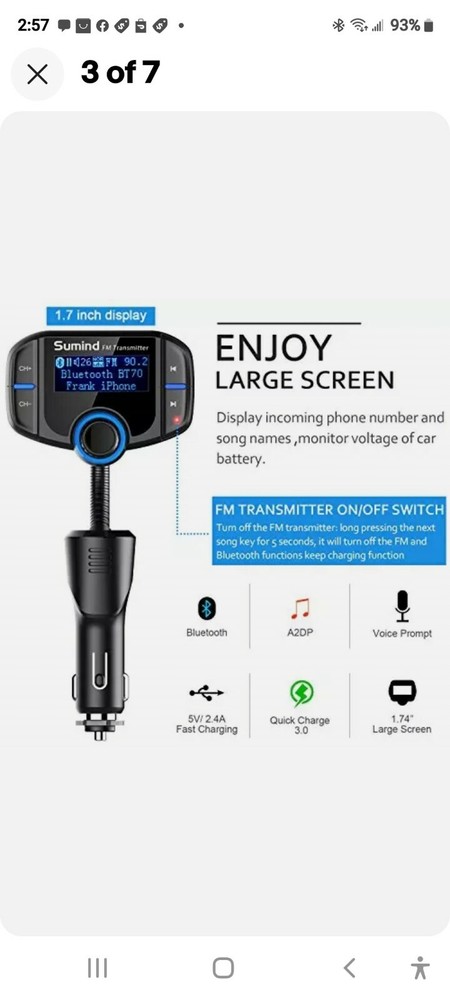FM Transmitter, Sumind Wireless Radio Adapter Car Kit