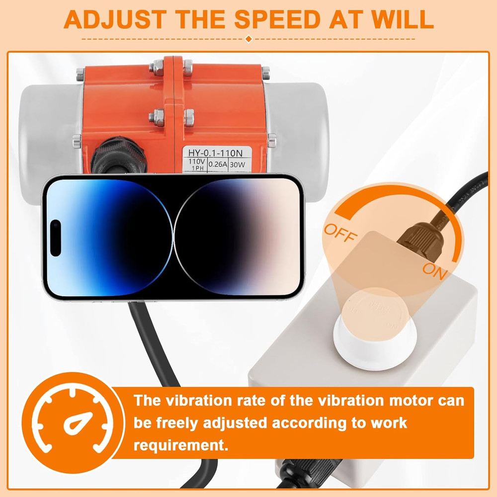 30W Small Concrete Vibrator Screen, Vibration Motor with Speed Controller, Water