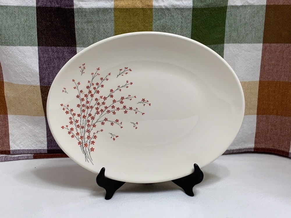 Edwin Knowles Lacquer Blossom Design Oval Plater