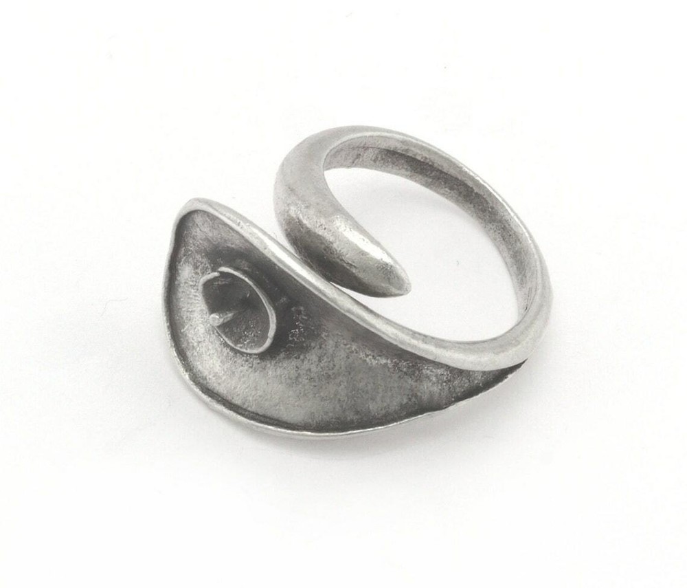 Adjustable Ring Bezel  Antique Silver Plated Brass 8US size 2102