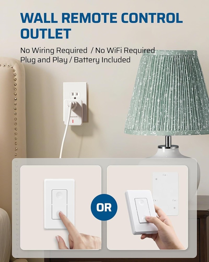 On/Off Wireless Remote Control Switch & Outlet Set - Adjustable & Safe Design