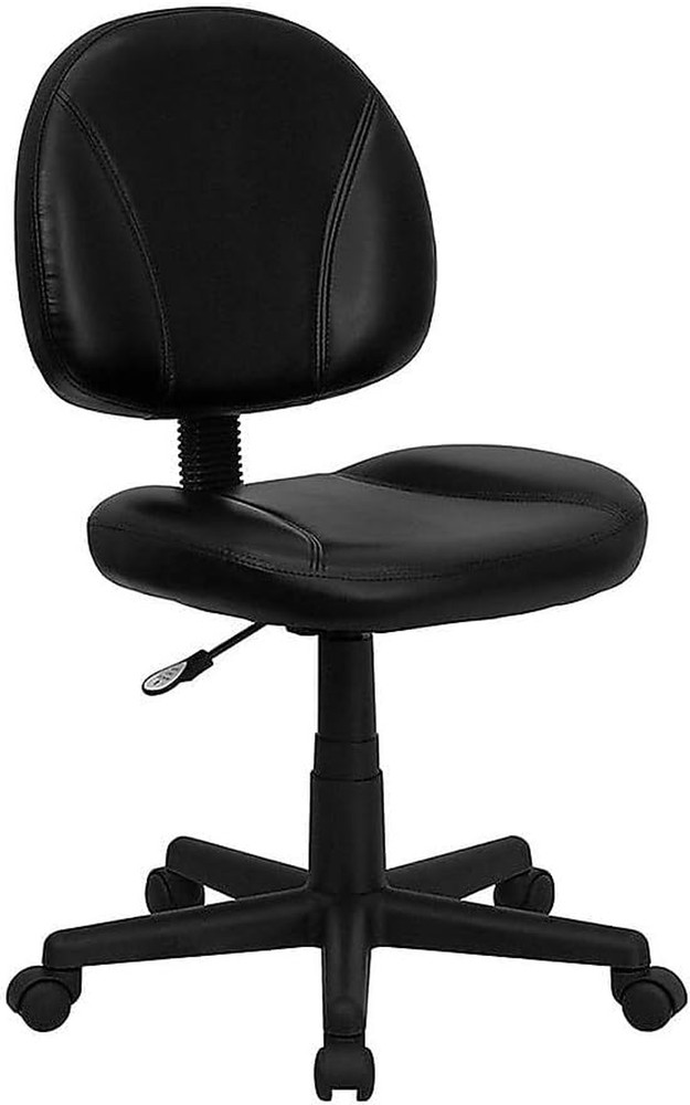 Ergonomic Black Leathersoft Swivel Task Chair with Back Depth Adjustment