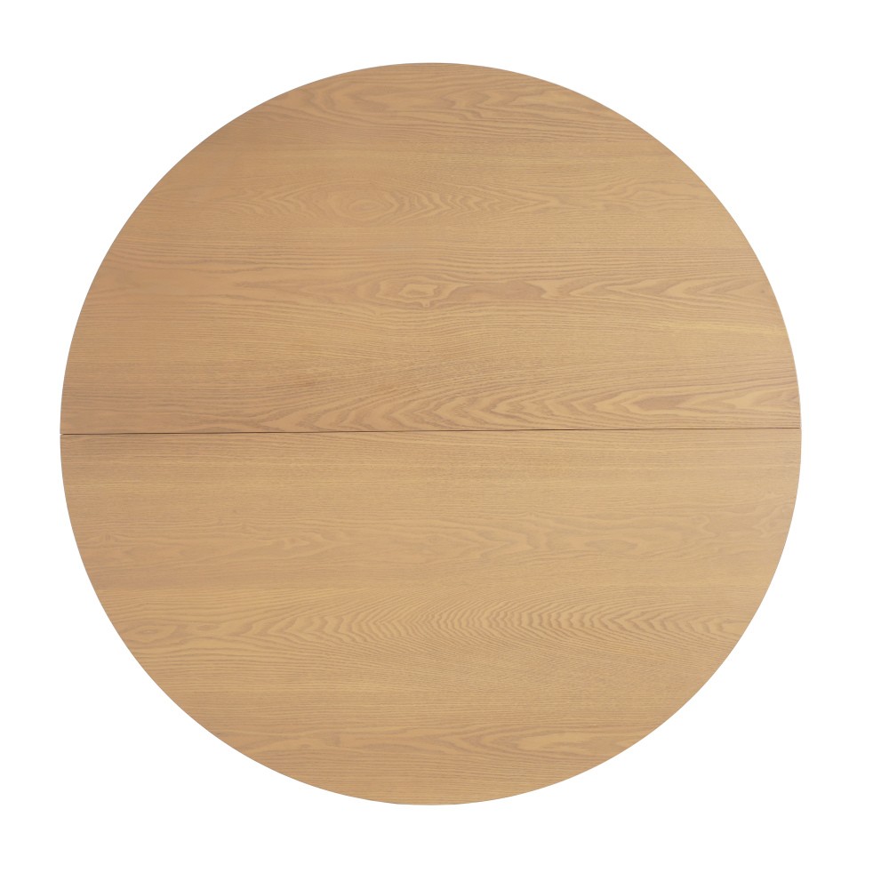 48" Round Dining Table - Natural Ash Finish, Solid Wood & MDF, Pedestal Base,