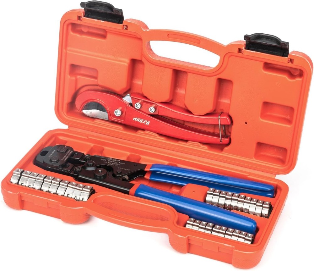 PEX Clamp Cinching Tool & 33-Piece Accessory Kit for Complete Plumbing Needs