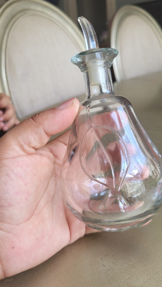 Vintage Pear Shaped Clear Glass Bottle Empty. 1F8