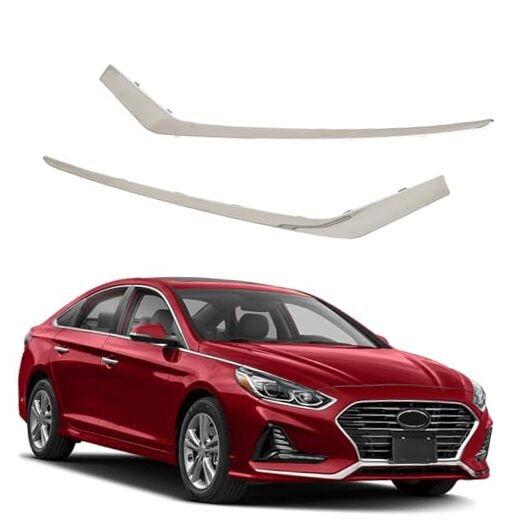 1 Pair Front Bumper Trims Molding Set Chrome Replacement for Sonata 2018