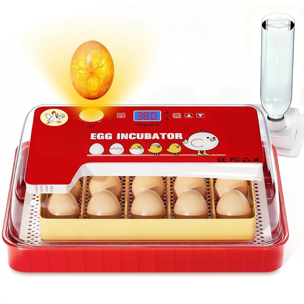 15-35 Eggs Incubator with Automatic Egg Turning and ℉Temperature Display LED Can