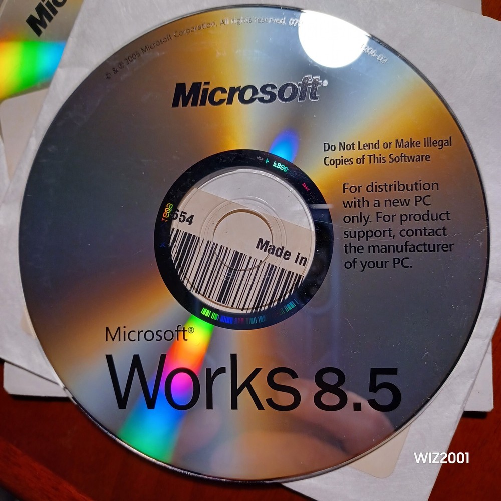 Genuine Microsoft Works 8.5 With Tracking ID & Office 2003 Trial Read Descriptio