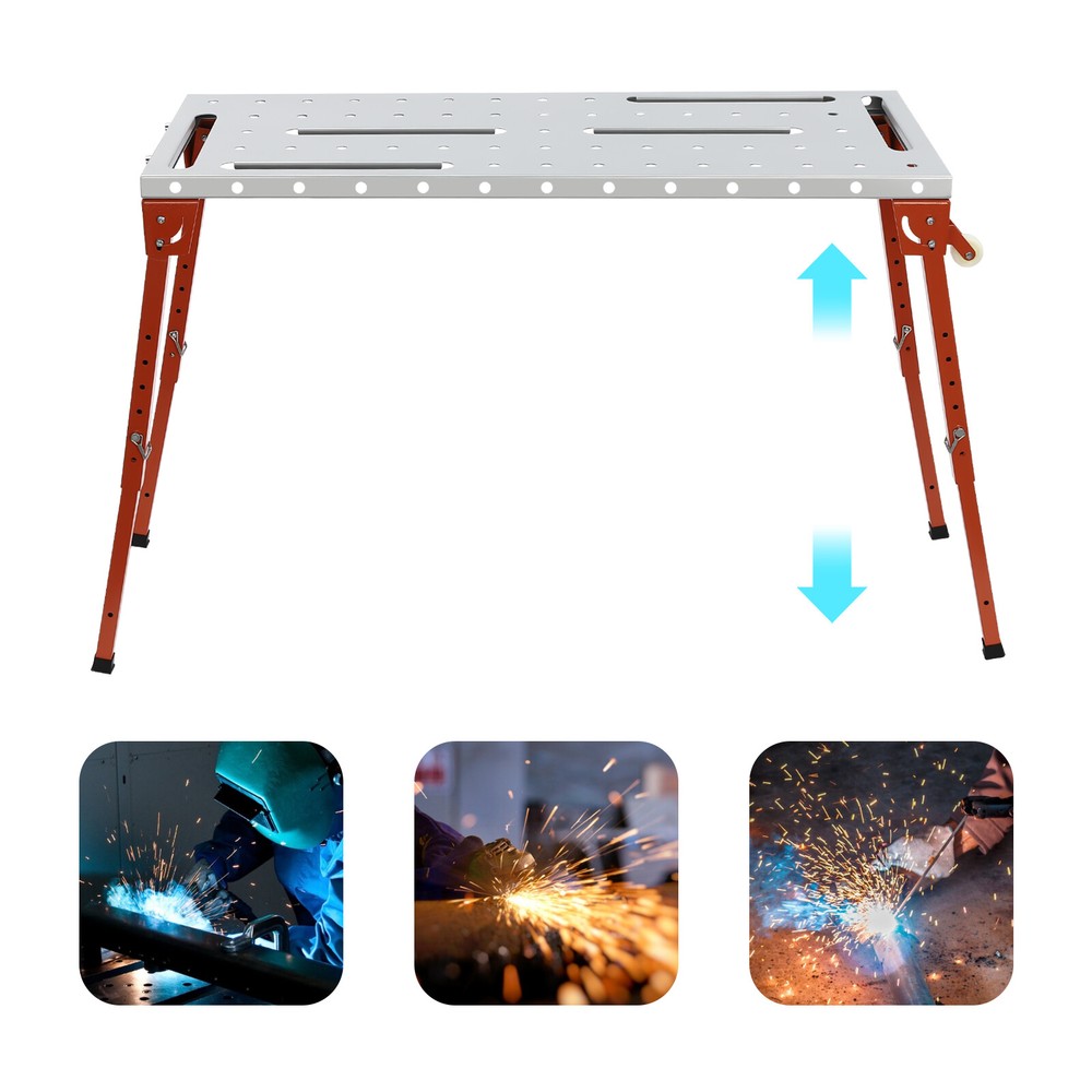 1000 Pounds Welding Workbench Table 4 Adjustable And Foldable Legs+2 Caster