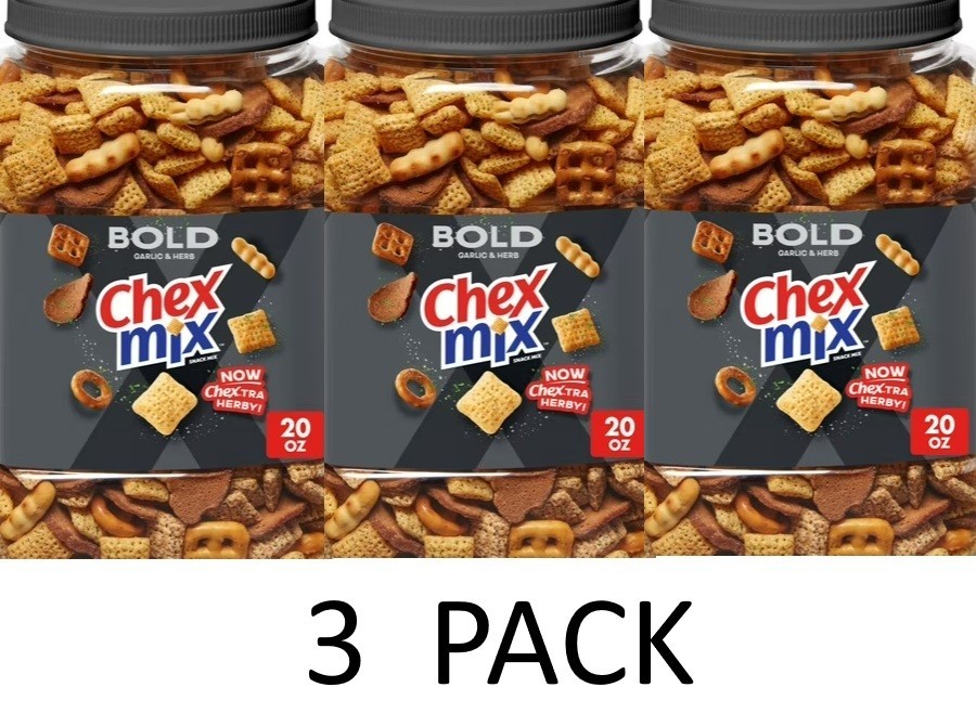 Chex Mix BOLD Garlic & Herb 20 oz Tub - 3 PACK