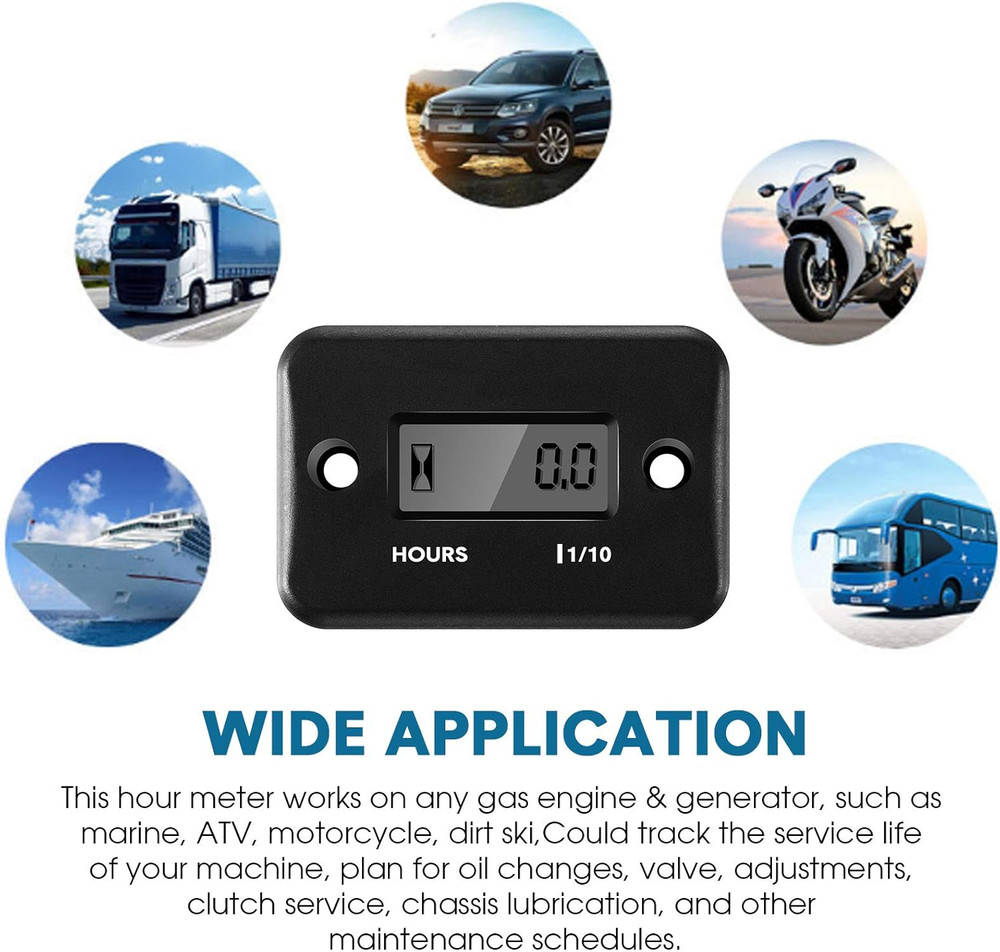 4 Pieces Hour Meters for Small Engines Inductive Digital Engine Meter Automatica