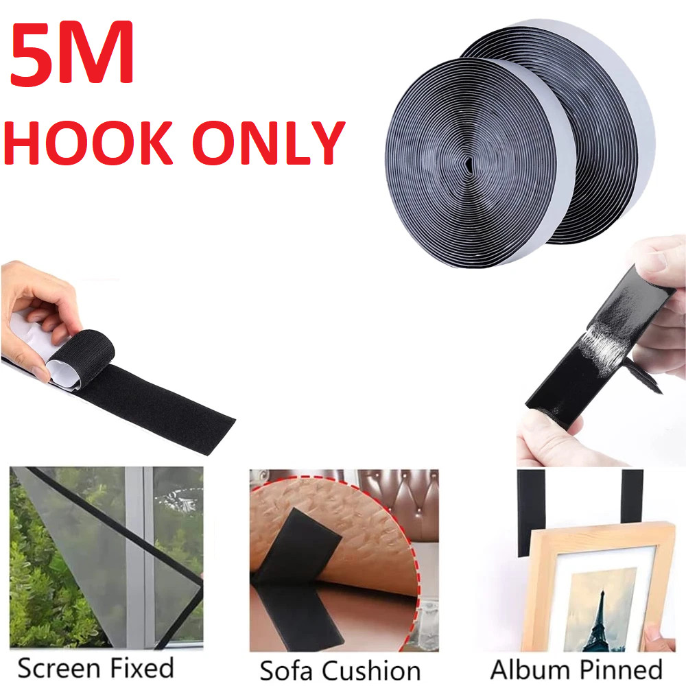 16.4FT Self Adhesive Stick Tape Hook & Loop Sticky Back Strips Fastener Roll US