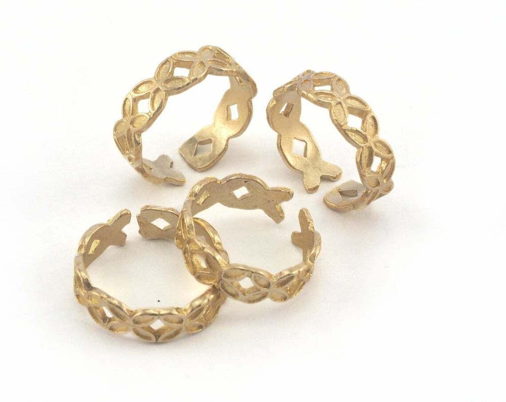 Ring Butterflies Adjustable Ring Raw brass 17mm 7US inner size - Adjustable 3184