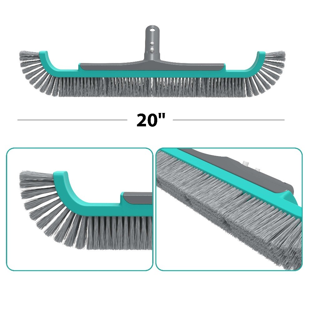 20" Curved-end Pool Brush with Extended Side bristles