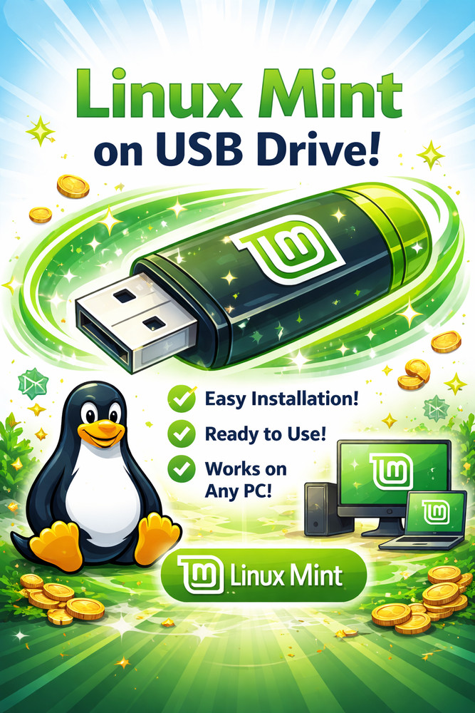 Linux Mint 22.3 USB Drive Cinnamon MATE XFCE Bootable Installer Flash Drive Best