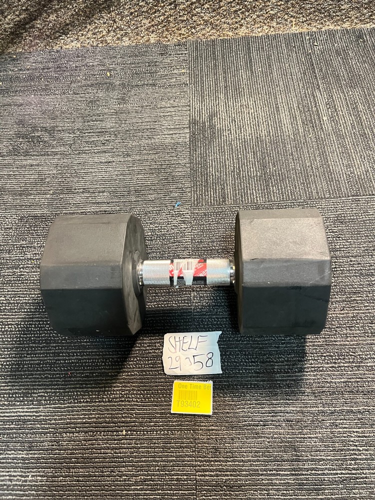 ETHOS Rubber Hex Dumbbell, Single 60LB Black Exercise Strength Training