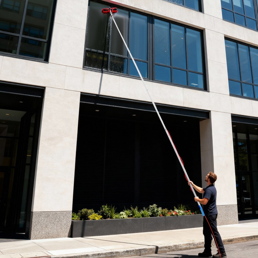 Solar Panel Cleaning Brush & Pole Kit Window Cleaner 10m Cleaning System