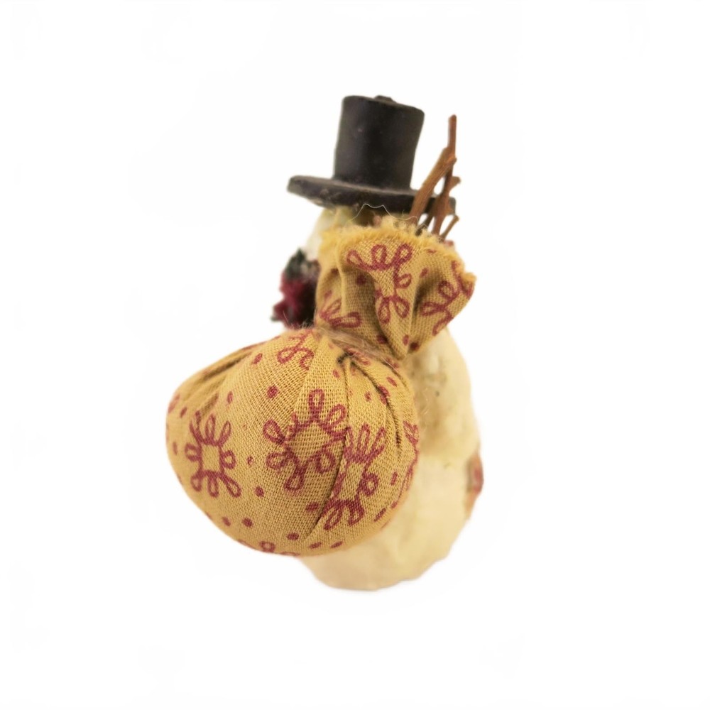2.75" Mini Patchwork Snowman Figure with Cloth Bag