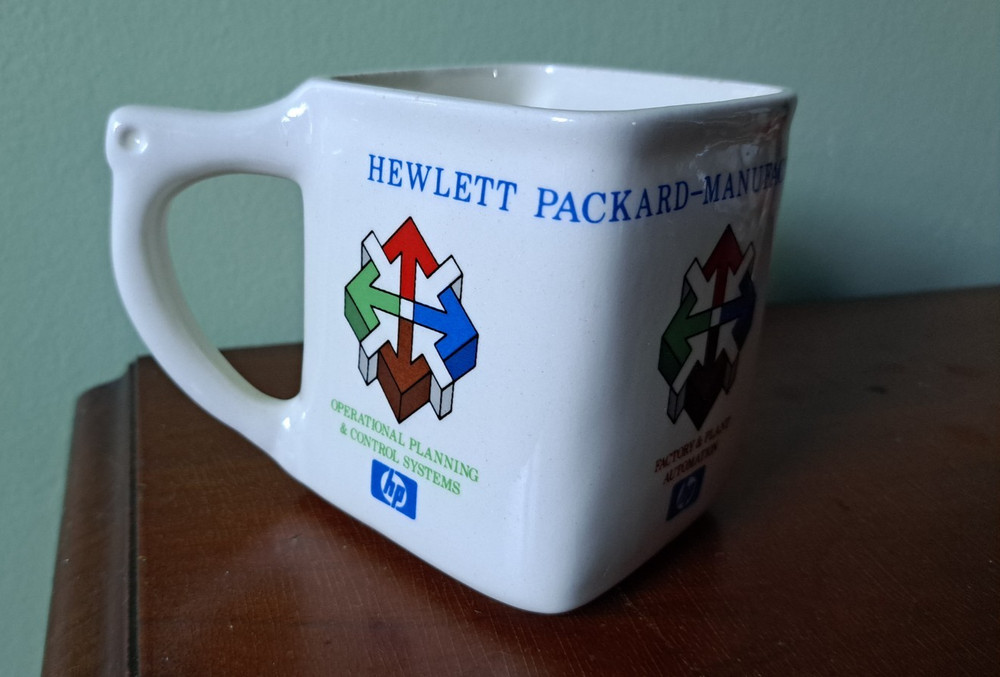 Vintage Square Advertising Hewlett Packard Computer Engineering Coffee Mug Cup