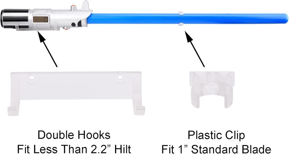 Horizontal Lightsaber Wall Mount Holder Light Saber Display Rack Hook Clear