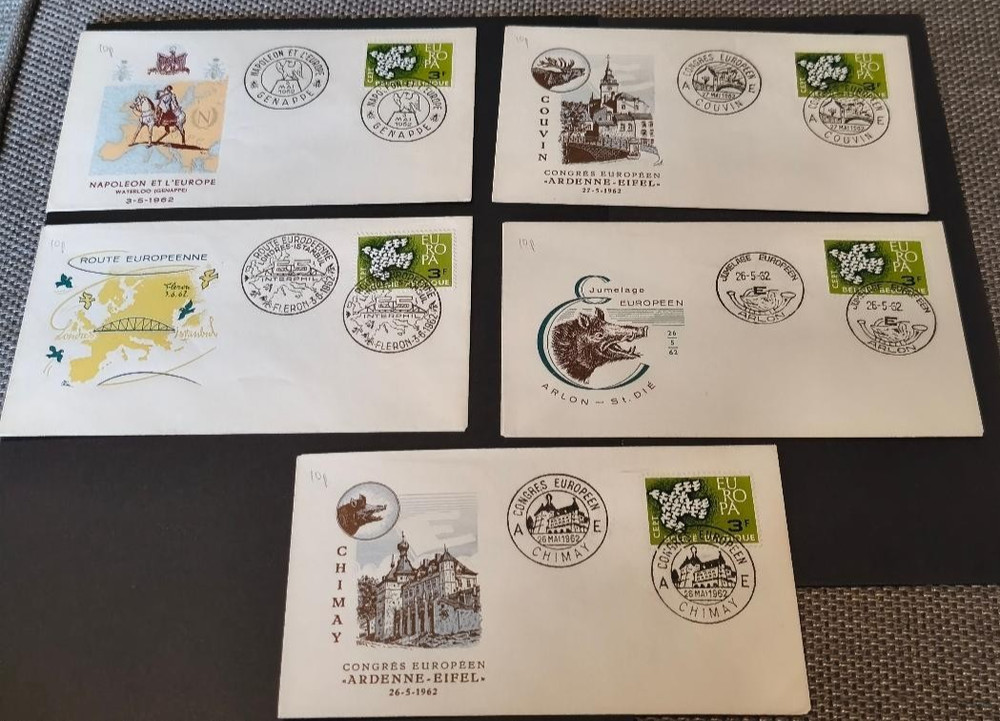 Belgium 1962 Five Commemorative Covers