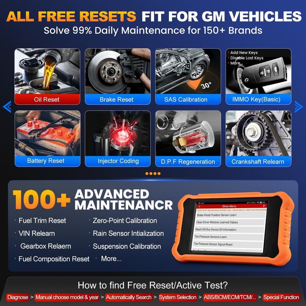 LAUNCH Creader Elite 2.0 for GM Diagnostic Tool Scanner Key Coding Active Test