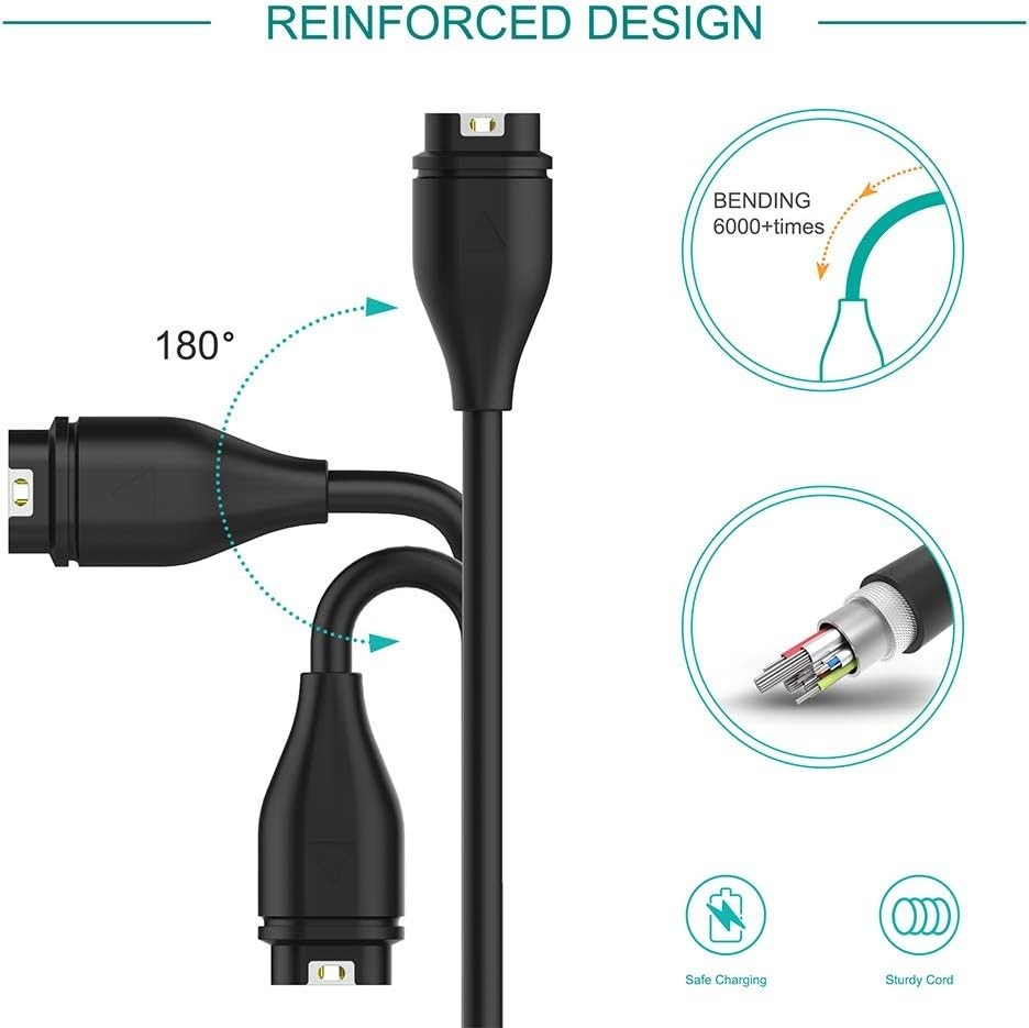 Compact 3.3ft USB Charging Cable for Garmin Devices - 2 Pack