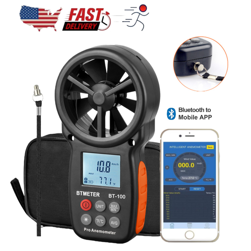 BTMETER Digital Handheld Wind Speed Meter for Wind Chill, Air Velocity Bluetooth
