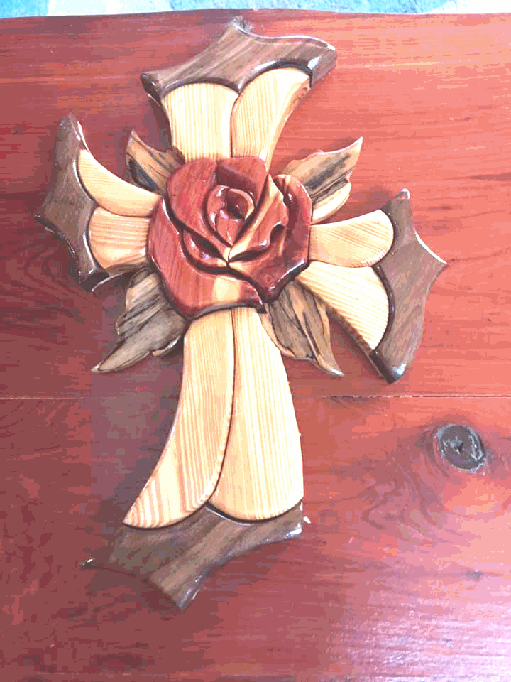 Cross Rose Full Size Intarsia Pattern By OTB Patterns